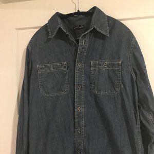 Lands End Denim Button Down Long Sleeve Shirt